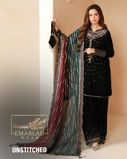 Baroque Black Velvet Tie And Dye Dupatta Micro 9000