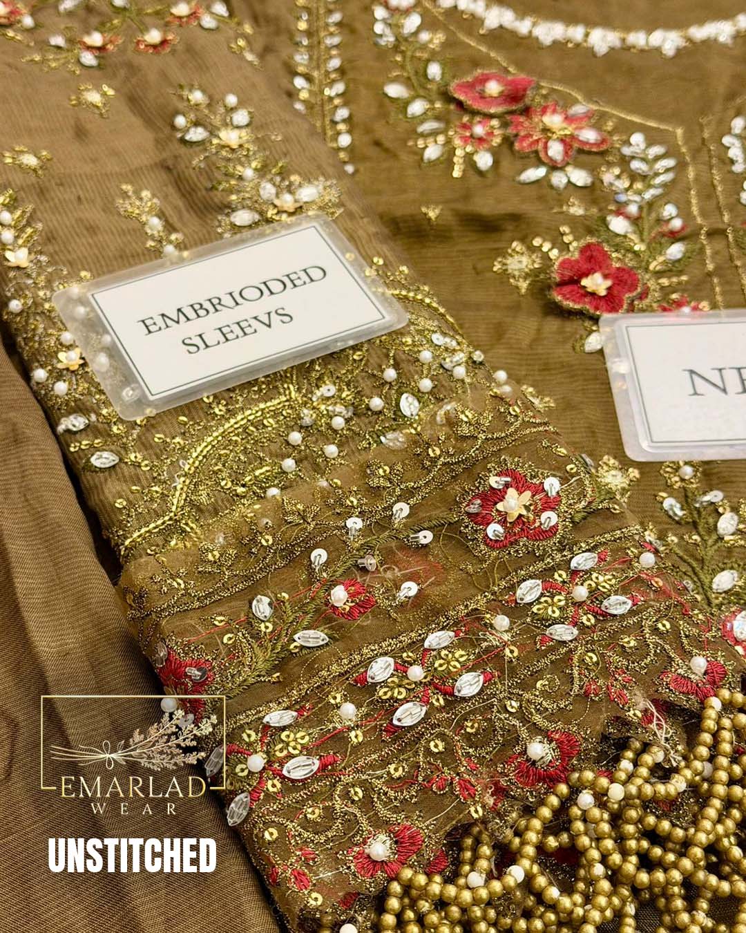 MB Wedding Collection 2025 Raw Silk Embroidered Dress with Organza Dupatta