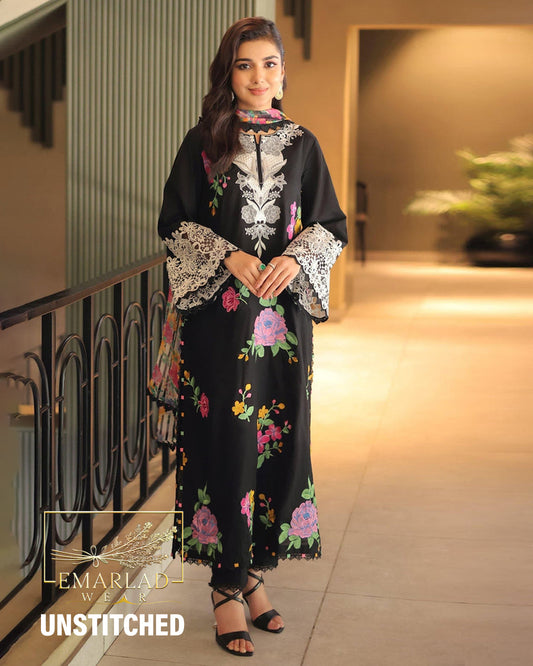 Aneelas Collection | Black - Luxury Lawn Collection