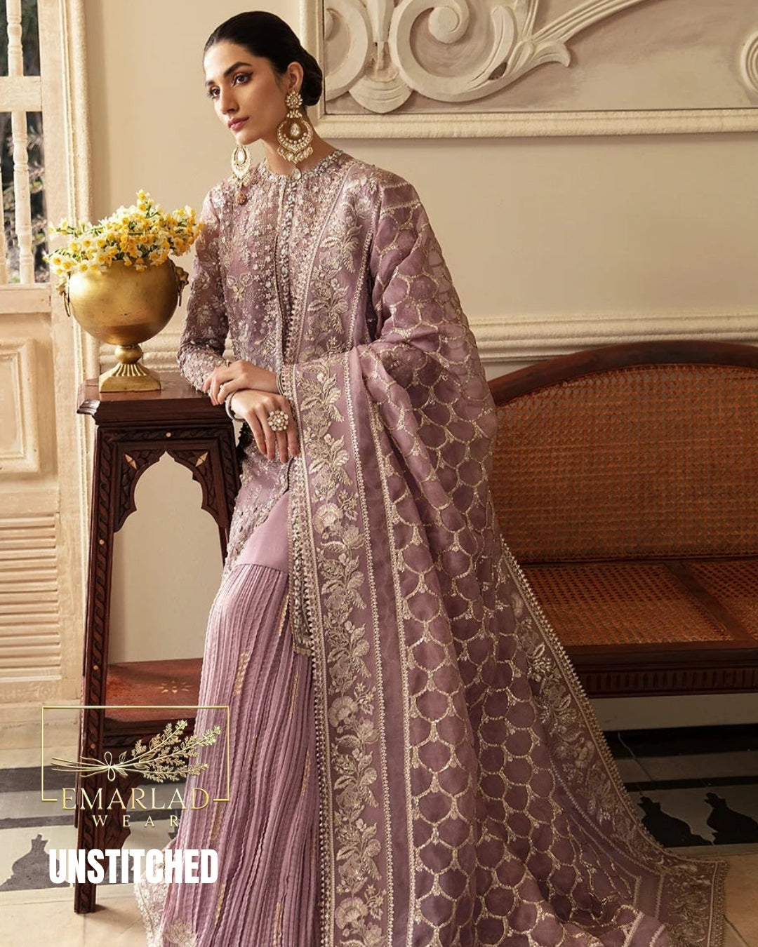 Soraya T-Pink Organza Partywear Embroidered 3 Piece Dress 5407