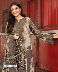 M.B Brown Embroidered 3 Piece Unstitched Formal Palachi Velvet Suit