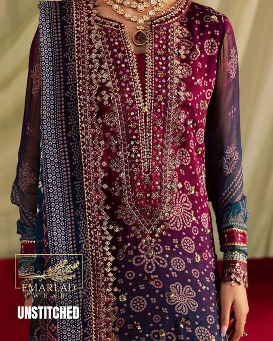 Nureh Printed Lawn Suit with Chiffon Embroidered Dupatta (NP-700)