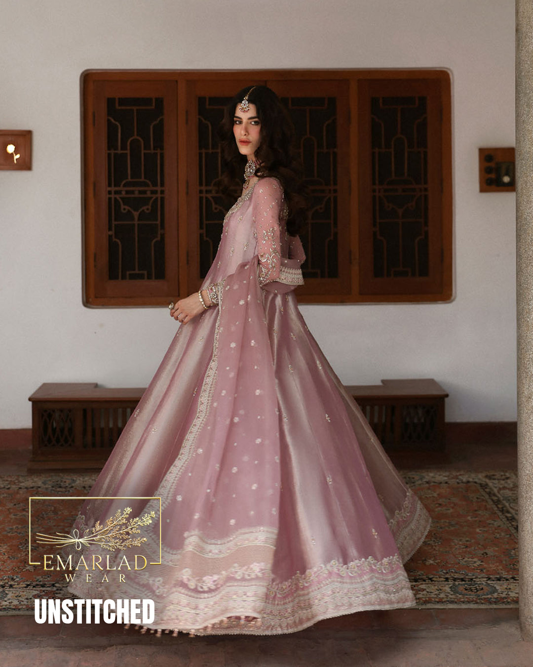 Faiza Saqlain Pink ZR Sheesha Silk 3 Piece Unstitched Replica Suit