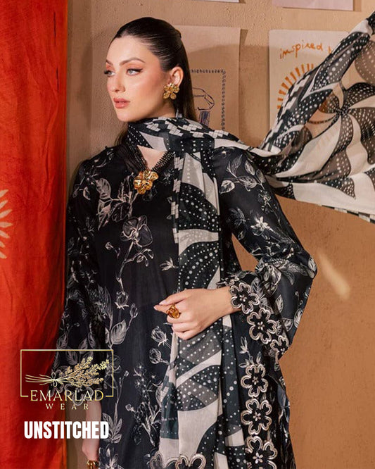 Nurah Lawn Collection 2026 Black 3PC Suit – Heavy Embroidered Chiffon Dupatta | NC-NP-465A/B