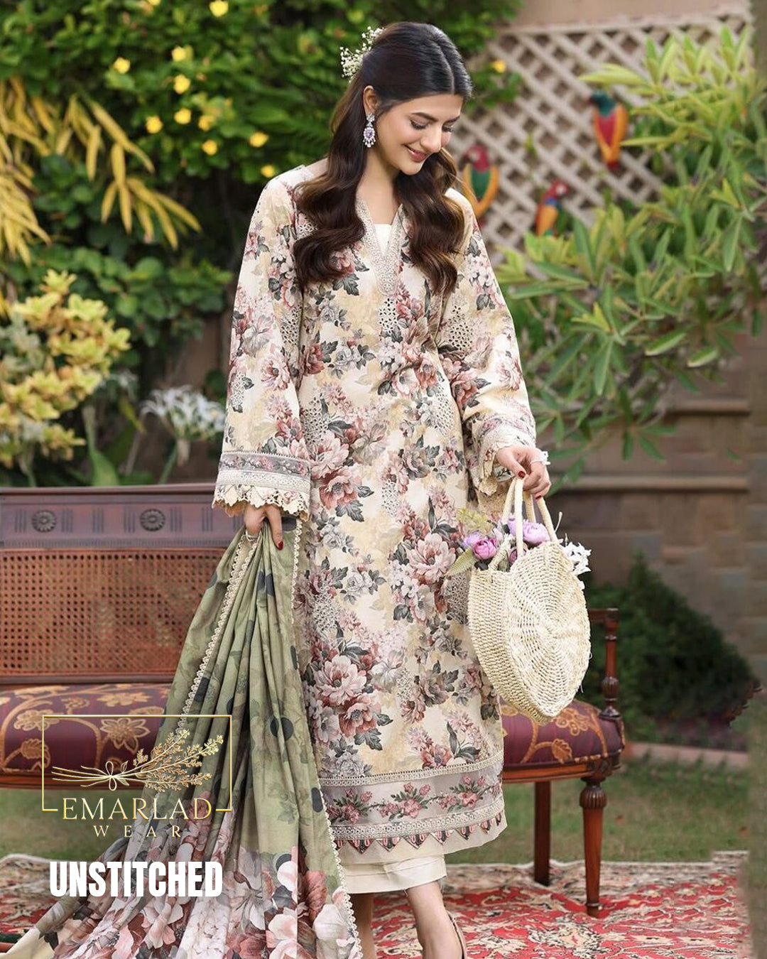 Aneelas Skin Lawn Suit 2026 – 3PC Dress with Embroidered Chiffon Dupatta