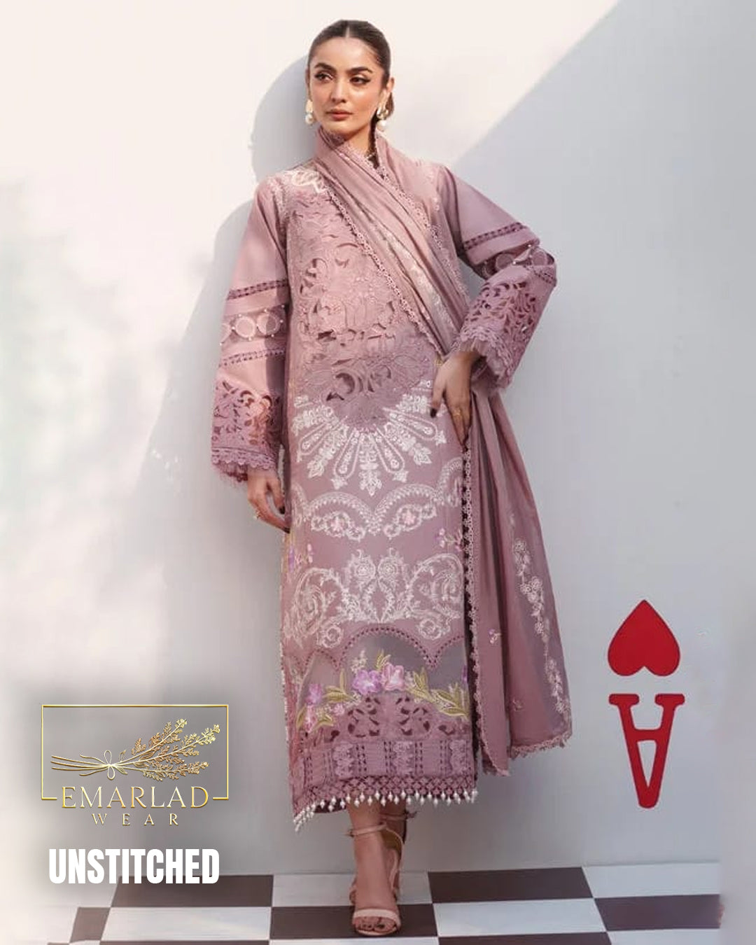 Parishay Luxury Embroidered Lawn T-Pink 3PC Suit – Premium Designer Collection