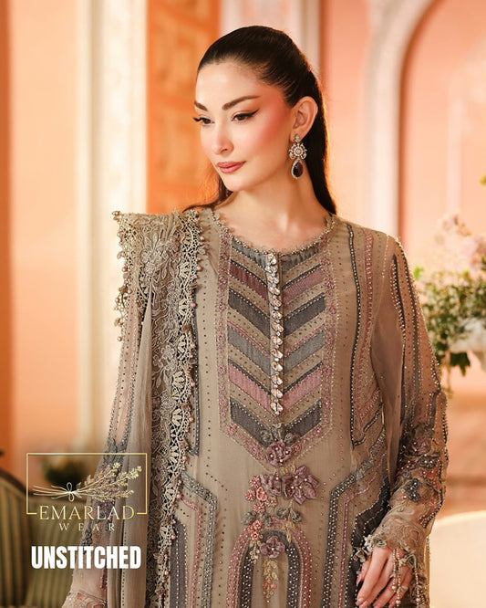 Maria B Skin Multi Chiffon Embroidered 3 Piece Suit Mastercopy