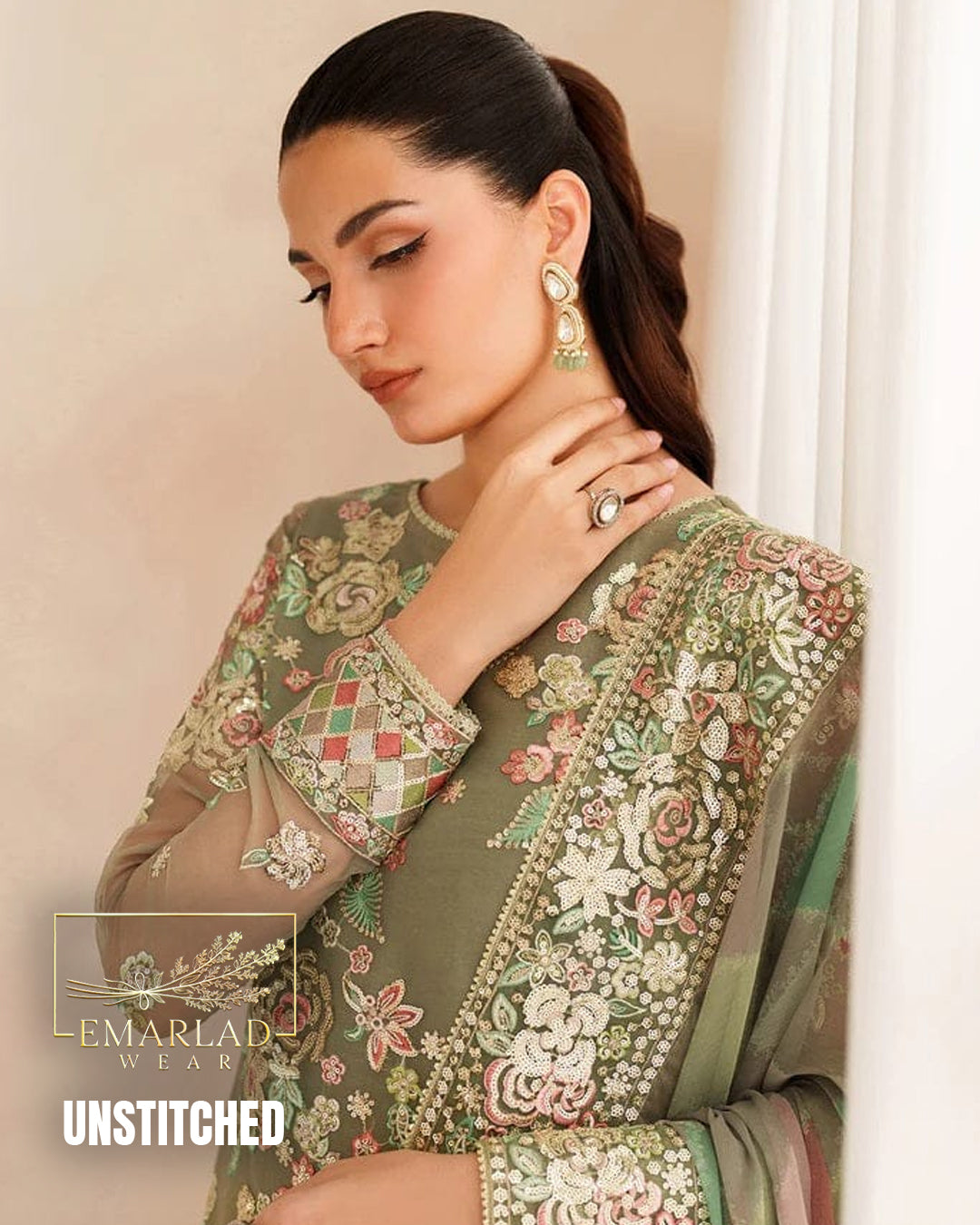 Charizma Pista Green Chiffon Embroidered Suit Design 2533 – Luxury Party Wear Dress with Dupatta