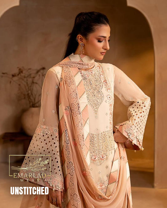 Maryams Embroidered Chiffon 3 Piece Suit Design 2581