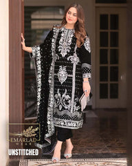 Aneelas Black Velvet Dress with Silver Embroidery – Luxury Formal Wear