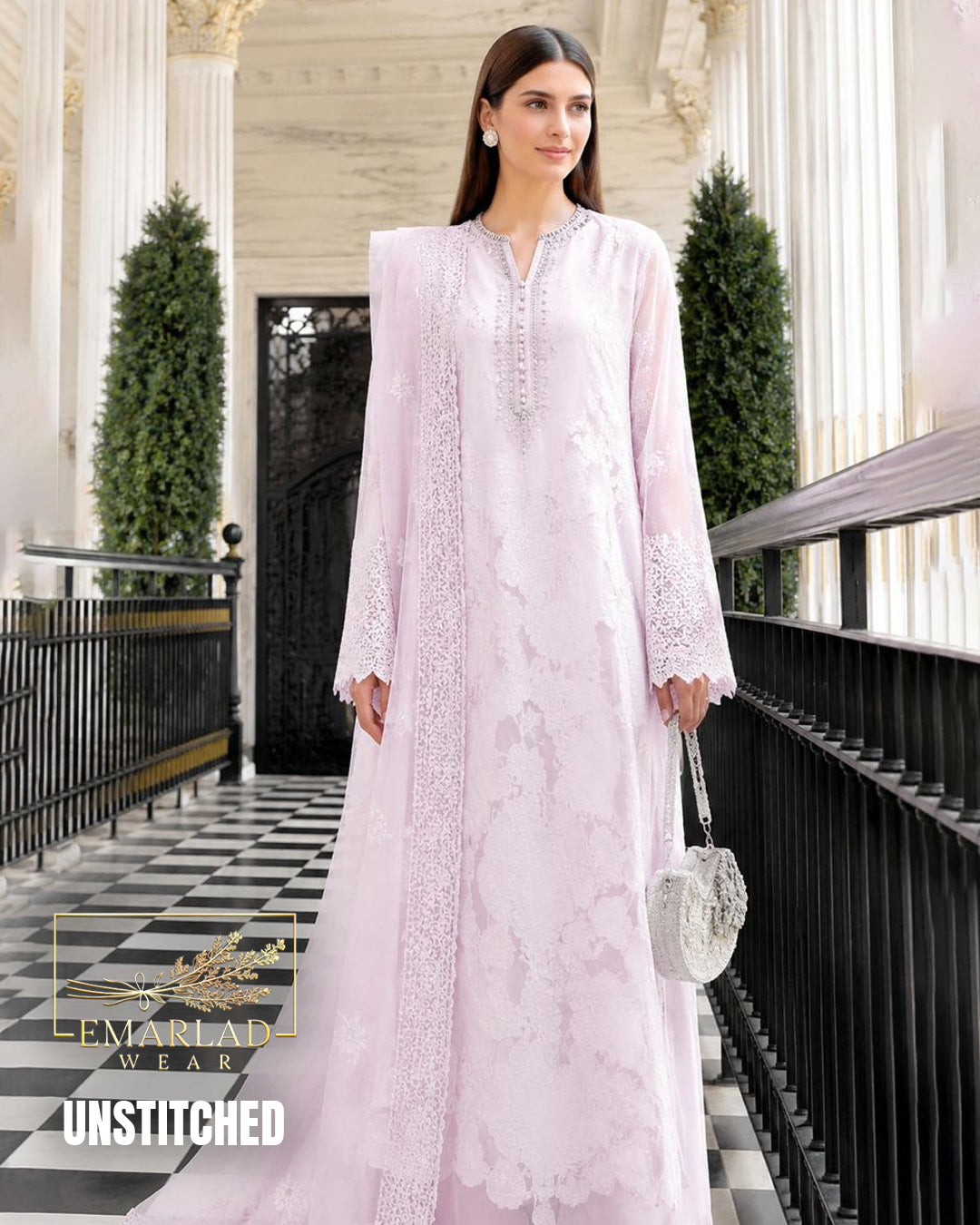 Maria B Luxury Lawn Embroidered 3PC Unstitched Light Purple Suit EL-26-02 – Premium Summer Collection