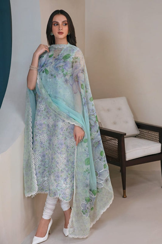 Baroque Sky Pure Lawn Embroidery Digital Chikankari New Arrival