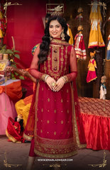 Asim Jofa Red Chiffon Dress Formal Collection 3pc