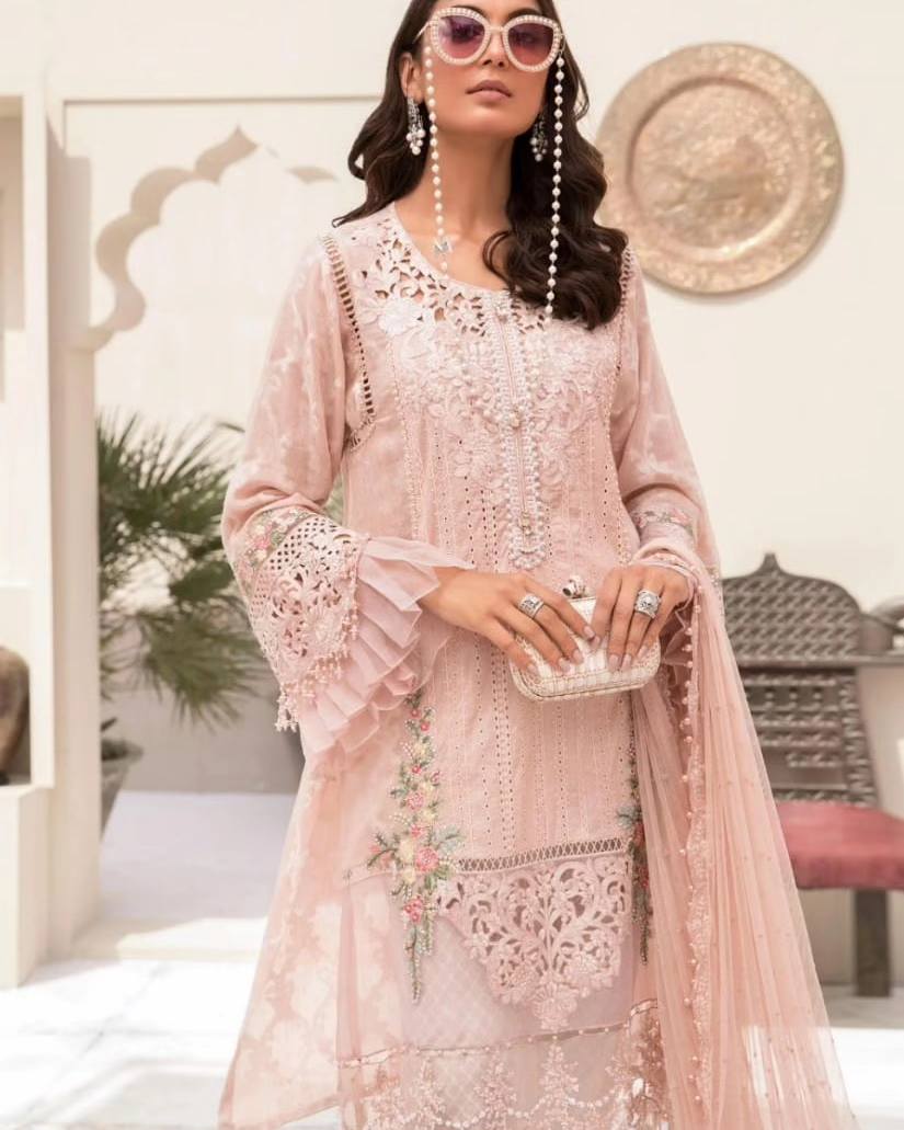 Maria B Pink Pure Lawn Print Embroidery Dress 3pc