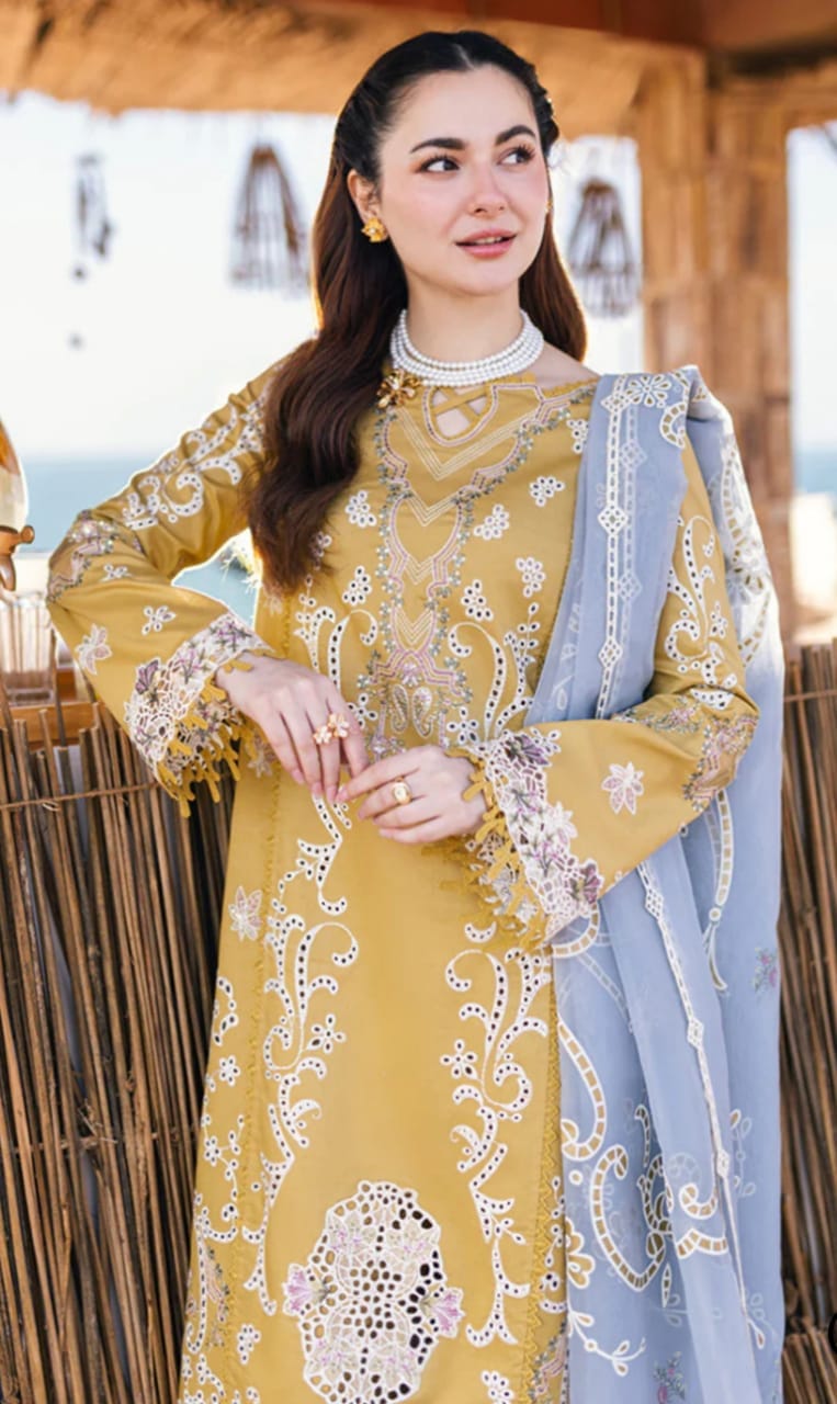 Qalamkar Mustard New Arrival Chikankari Embroidery Dress