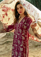 Rameen Maroon Chikankari Lawn Embroidery Dress 3pc