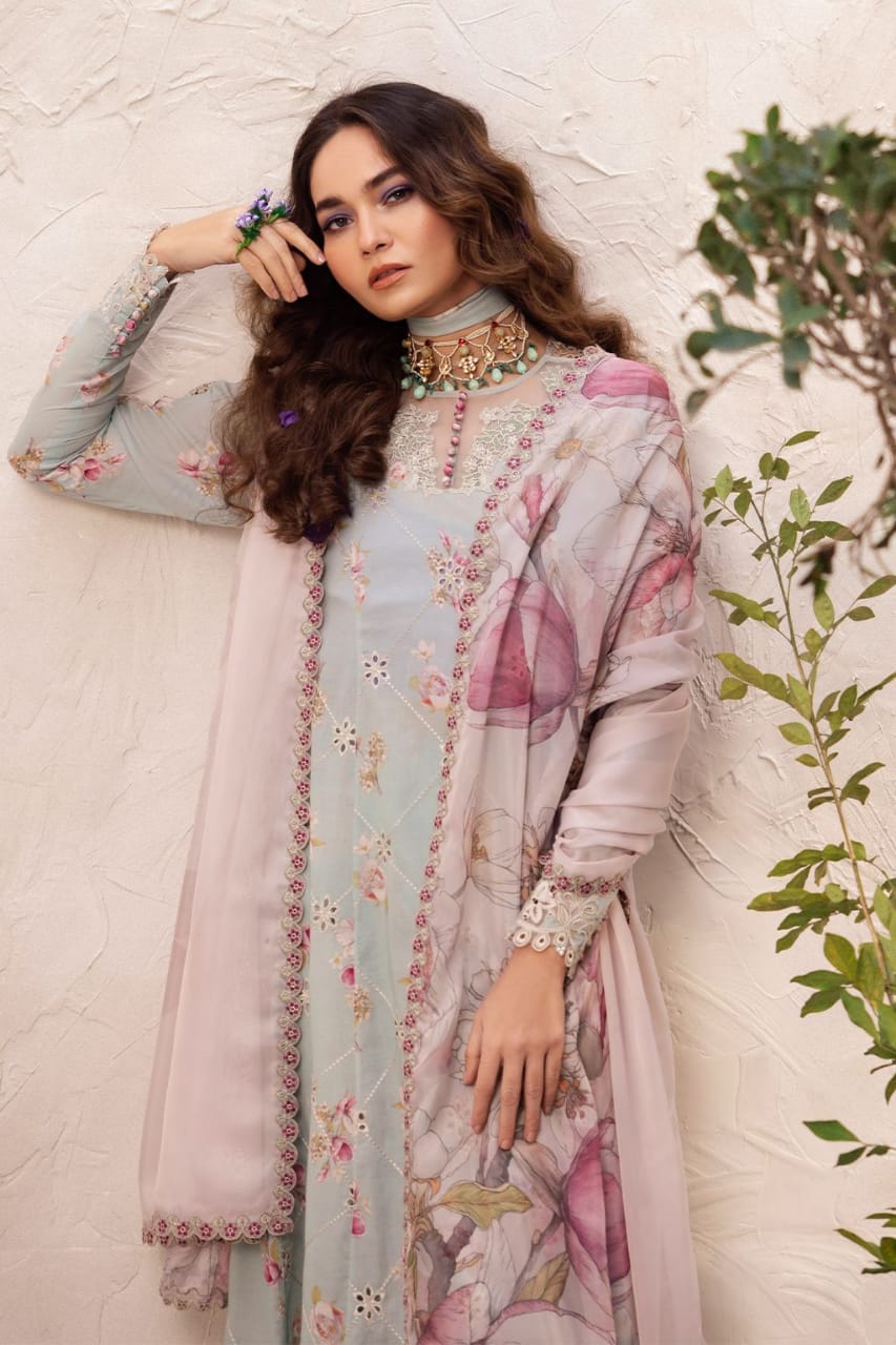 Iznik Green Chikankari Lawn Embroidery Dress 3pc