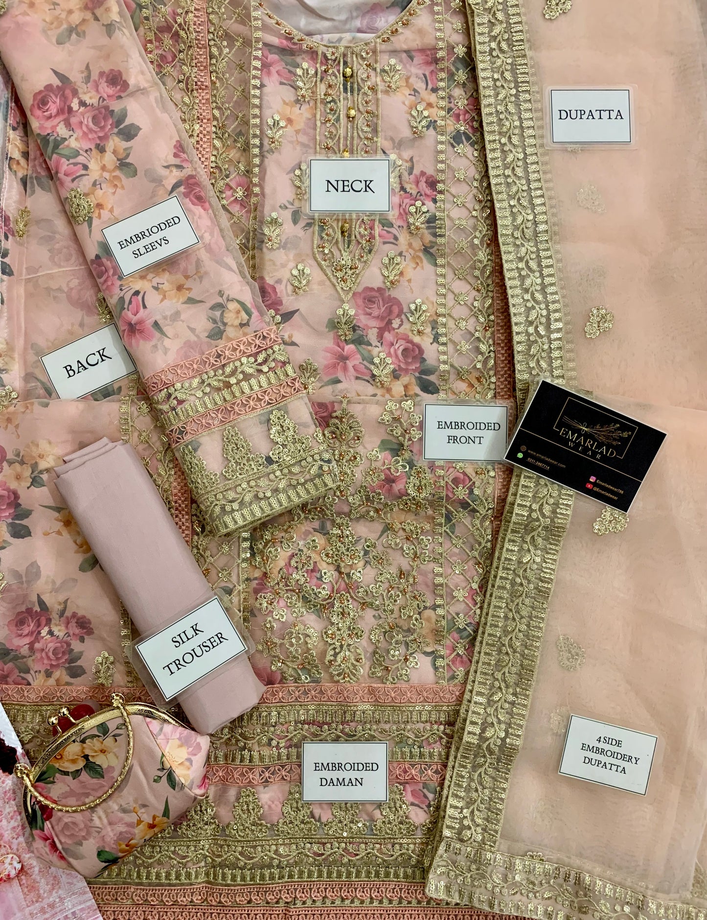 Tawakal Peach With Purse 👛  | Digital Printed  Silk Inner