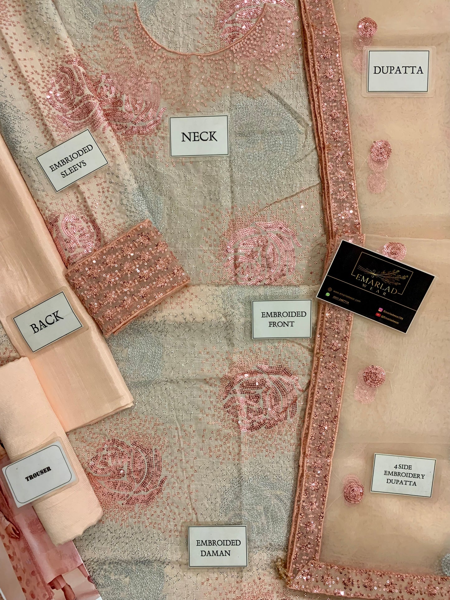 Jazmin | Embroidered Raw Silk - Peach
