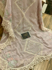 Maria B Unstitched Embroidered Semi Pure Chiffon Suit | MPC-24-106 - Baby Pink