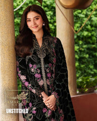 Asifa Nabeel Palachi Collection Black Polka Velvet Suit | Heavy Embroidered Velvet Shawl