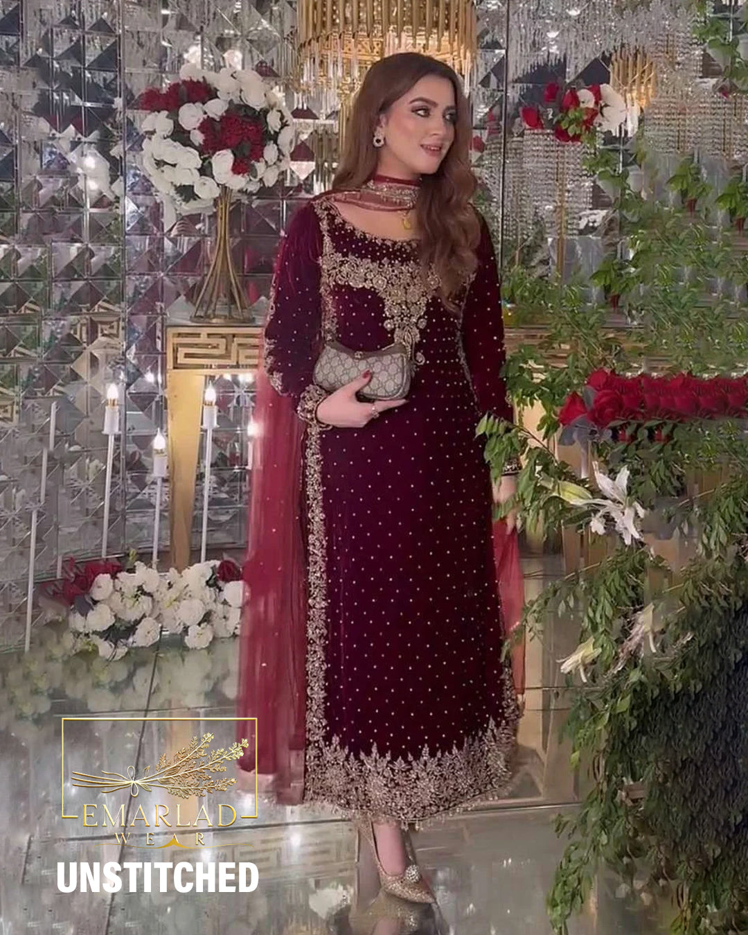 Aneelas Collection| Maroon - Velvet Collection