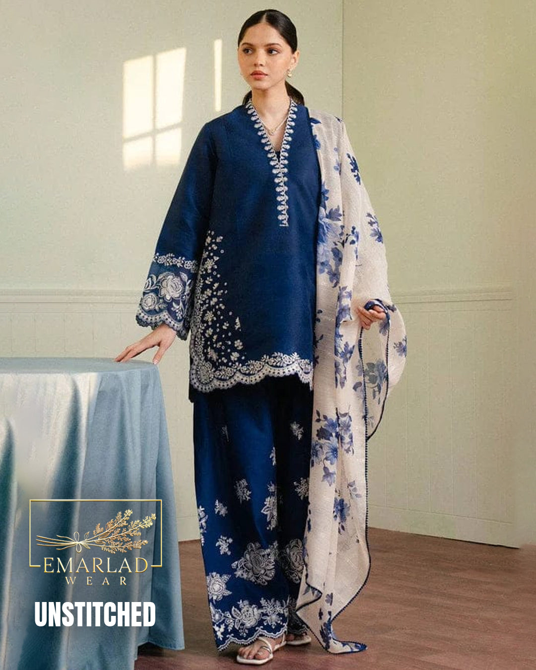 Coco by Zara Shah Jahan Blue Luxury Lawn Embroidered 3 Piece Suit