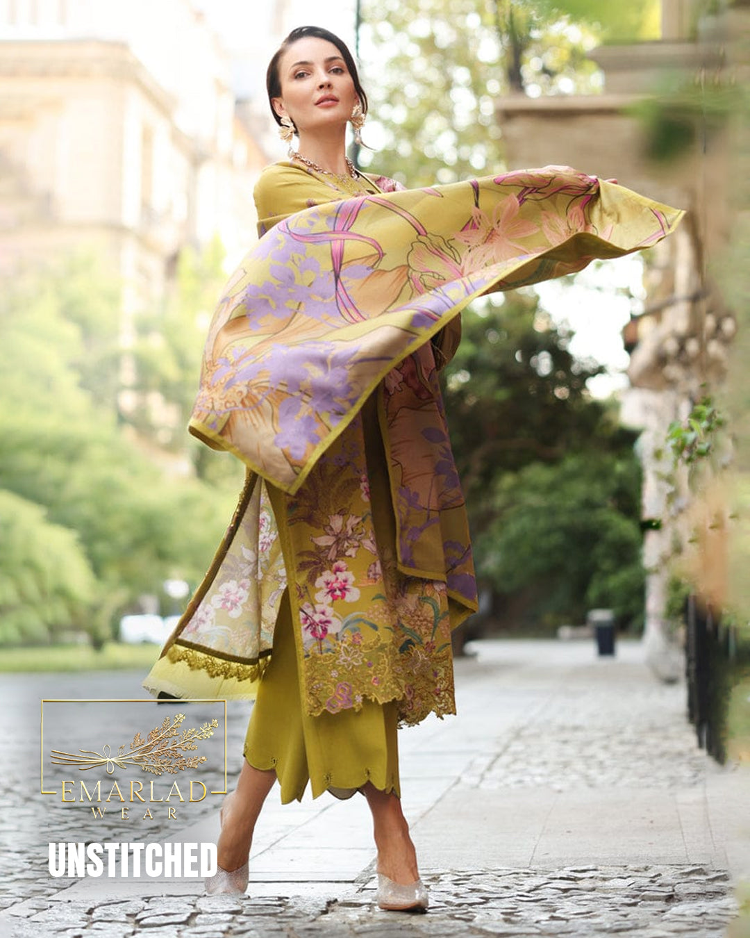 Rung Rasia Mustard Lawn Suit 2026 – 3PC Dress with Embroidered Chiffon Dupatta