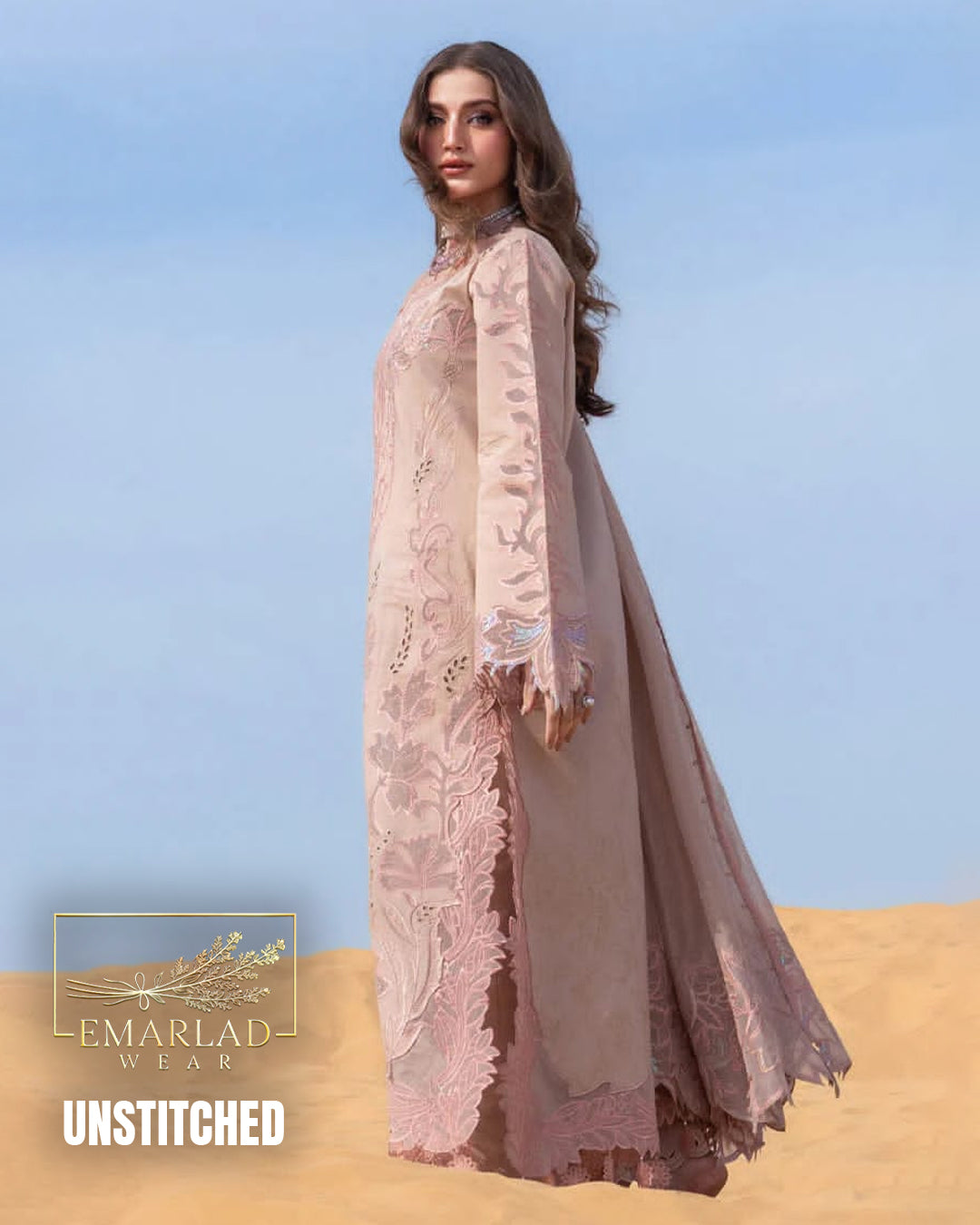 Rung Rasia Peach Luxury Lawn Embroidered 3PC Unstitched Suit RR-26-04 – Premium Summer Collection for Women