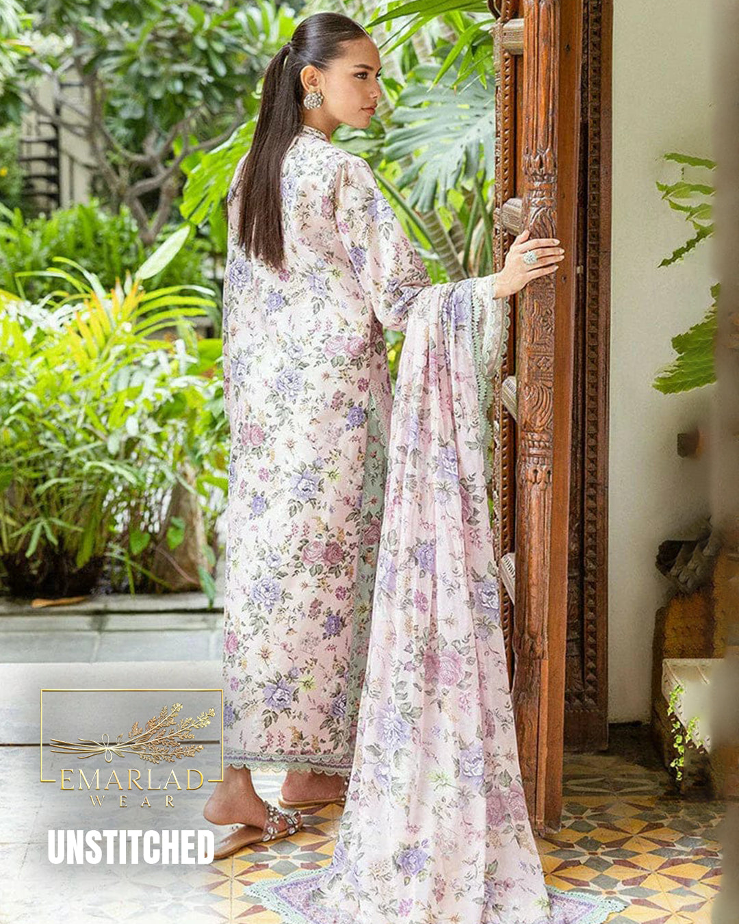 Zainab Chottani Floral M7 Pink Lawn Suit with Chiffon Embroidered Dupatta – 3 Piece