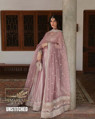 Zari Organza Shimmer Embroidered 3 Piece Suit with Adda Work