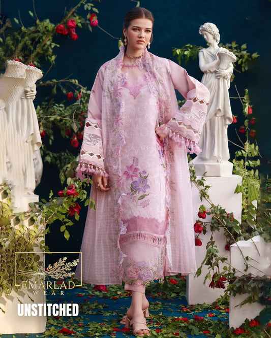 Parishay Pink 3 Piece Luxury Lawn Embroidered Suit – Designer Lawn Collection 2026