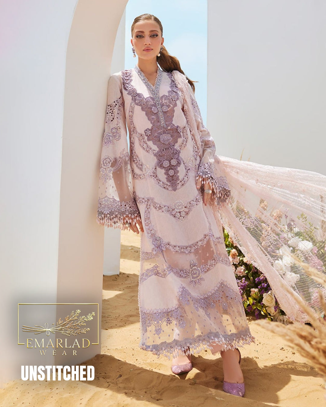 M.B Cotton Chicken Kari Collection – Peach 3D Flower Laser Design