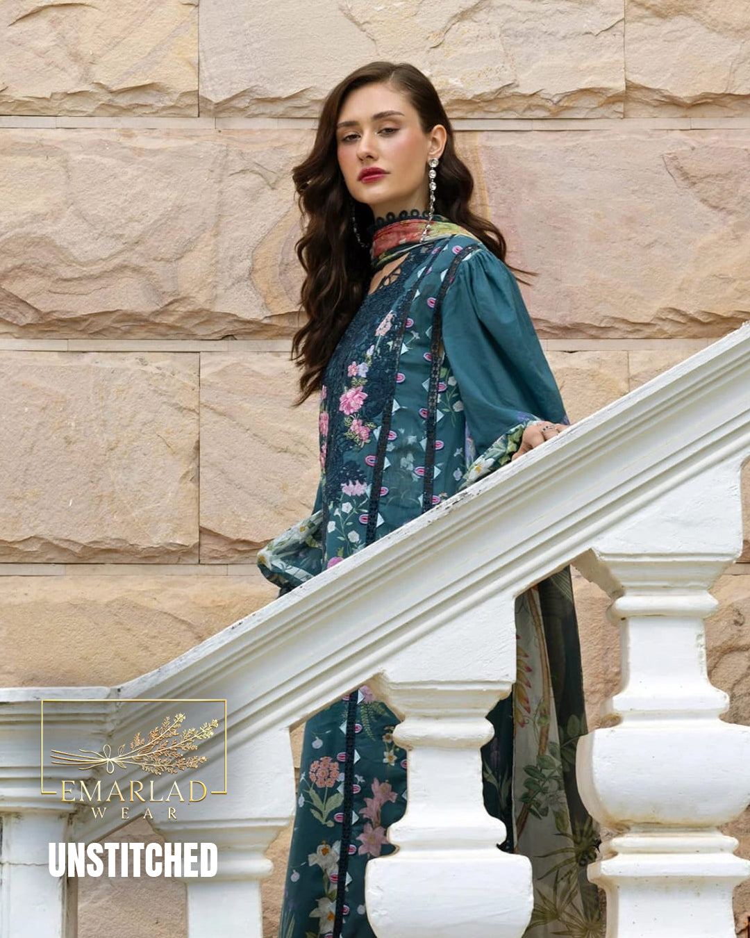 Elaaf Lawn Collection 2026 Zinc 3 Piece Unstitched Embroidered Lawn Suit with Printed Chiffon Dupatta