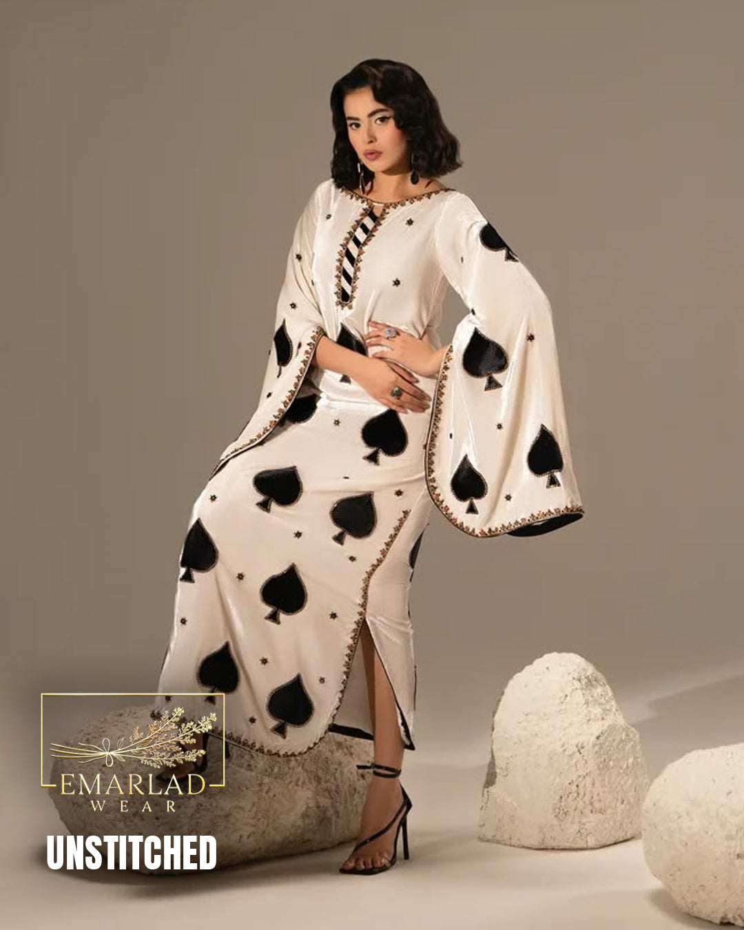 Emarlad Pret White Silk Formal Kaftan Collection Replica