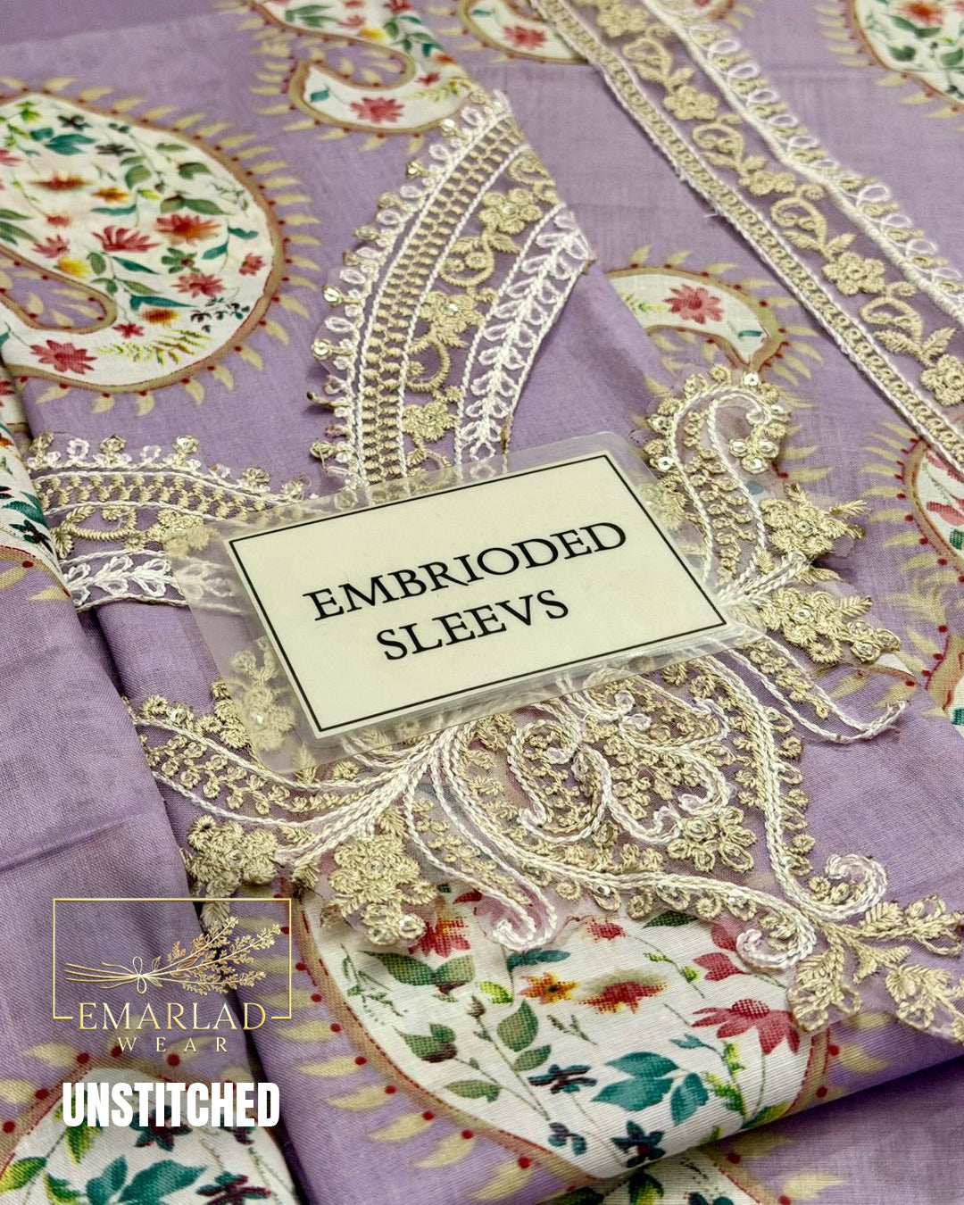 Maria B Kairy Lilac Purple Lawn Suit with Chiffon Embroidered Dupatta & Printed Trouser