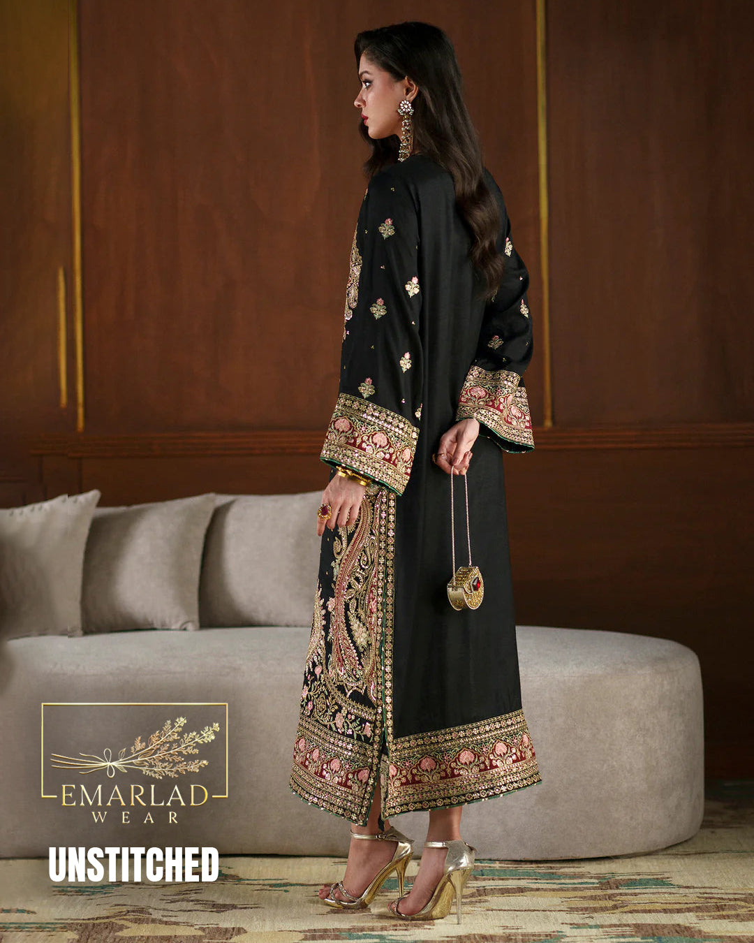 Ethnic Black Kaftan | Most Viral Raw Silk Design