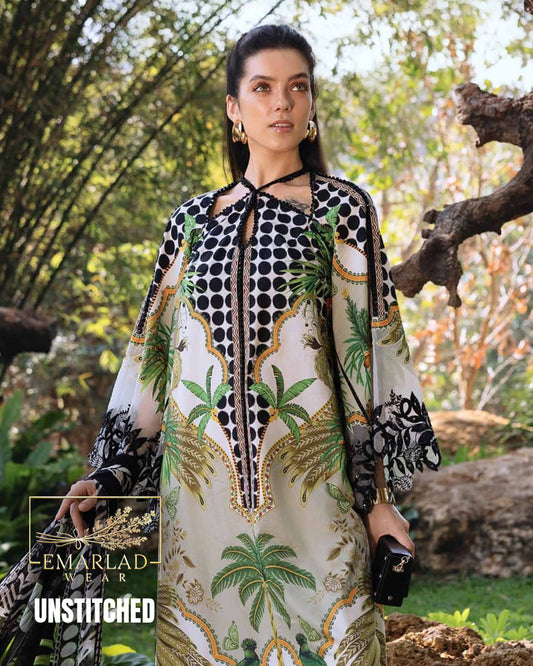 Maria B M Print Lawn Collection 2026 Safari Black 3PC Suit with Heavy Spengle Embroidery