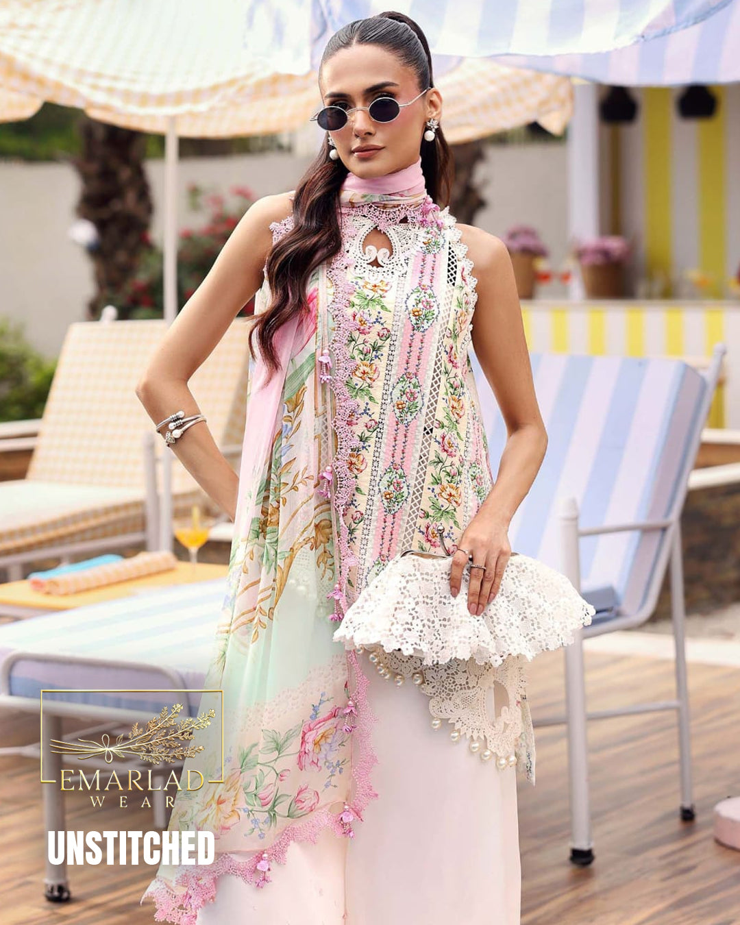 Maria.B MPT-3010-AB Pink Lining (Nisa) Lawn & Chiffon Replica – Premium 3 Piece Suit