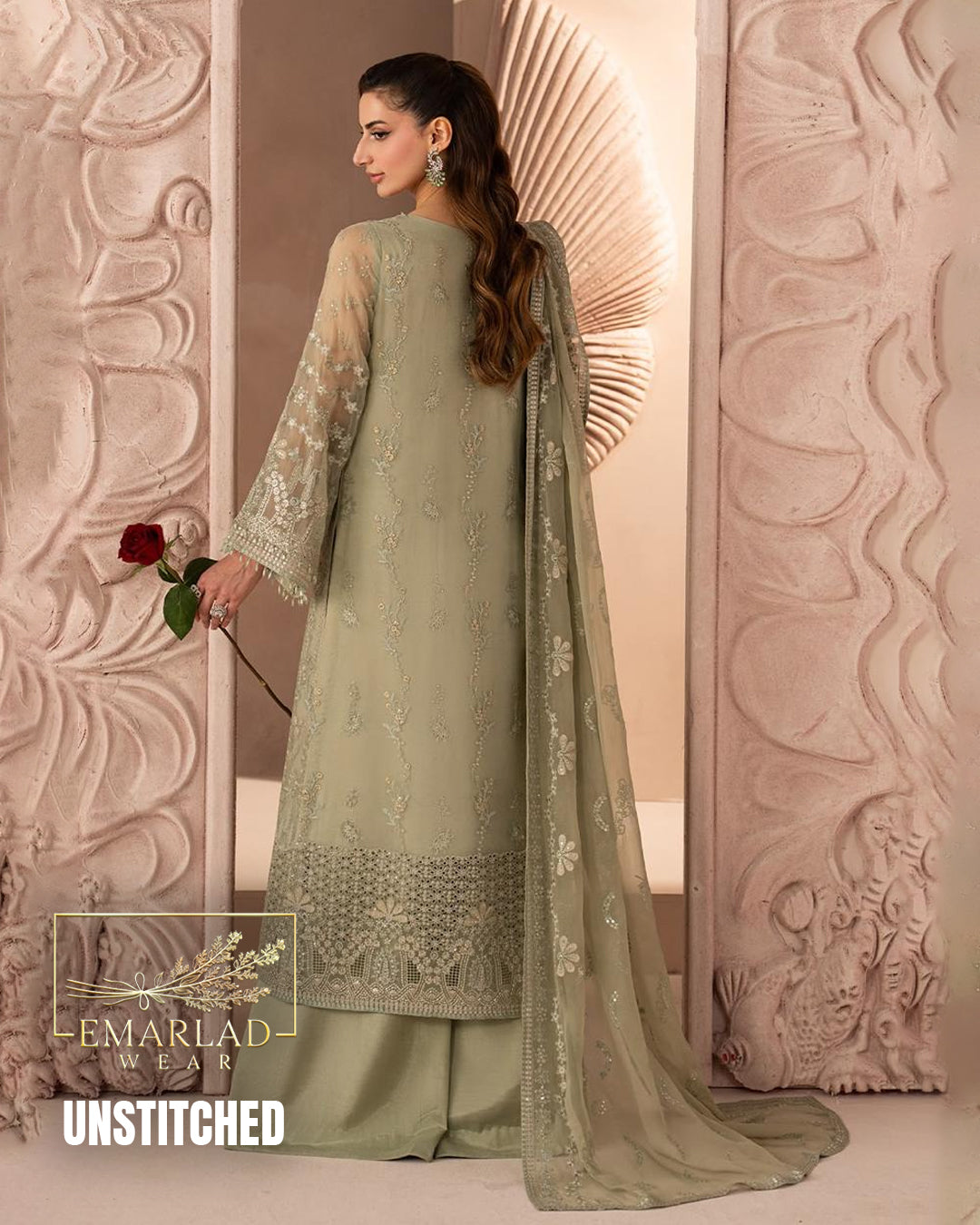 Zarish Atelier Pistachio Grace Luxury Chiffon Suit Design 2574