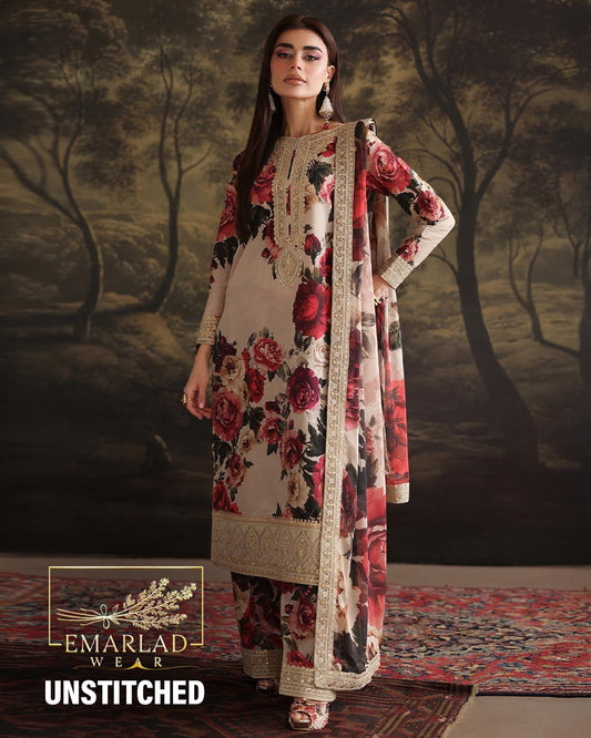 Hum Joli | Skin Red Flower - 3 Piece Lawn Collection