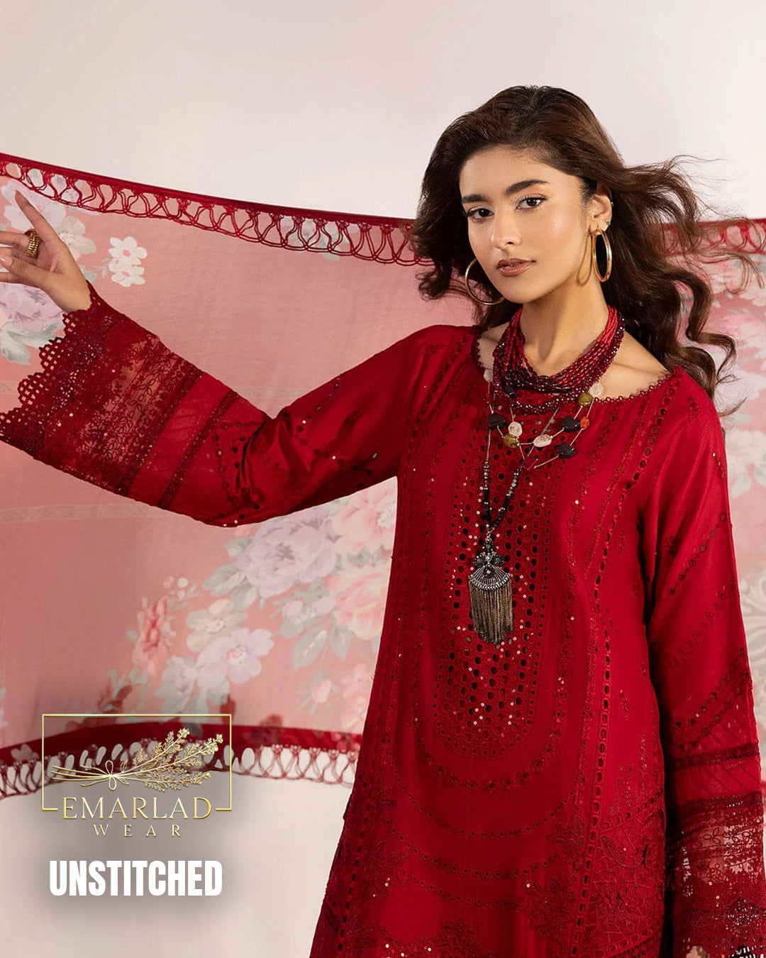 Adan Libas Mehroon Luxury Lawn Suit 2026 – 3PC Chicken Kari Embroidered Dress