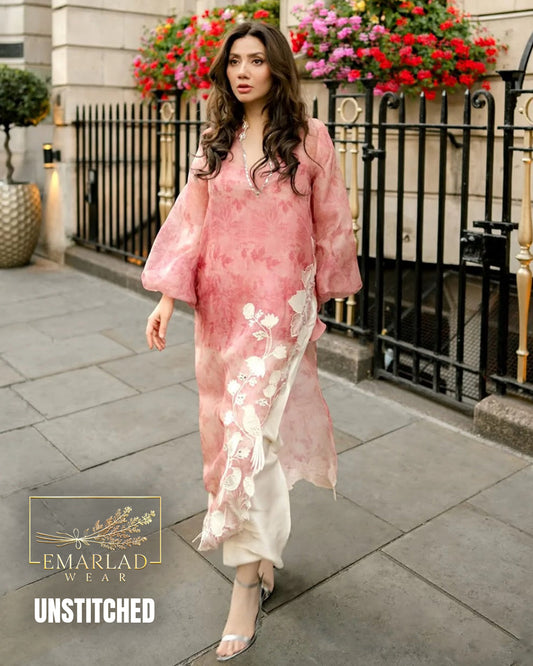 Maira Khan Pink Organza Formal Collection Replica Suit