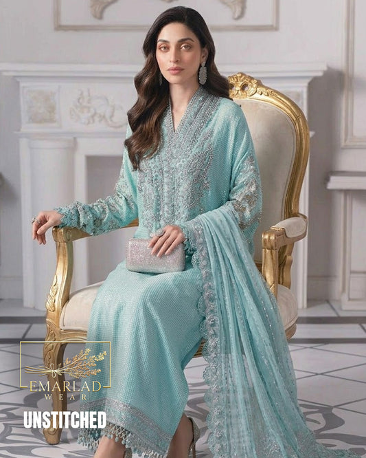 Maria B BD-3005 Ferozi Luxury Lawn Embroidered Suit | 3PC Designer Collection | Emarladwear