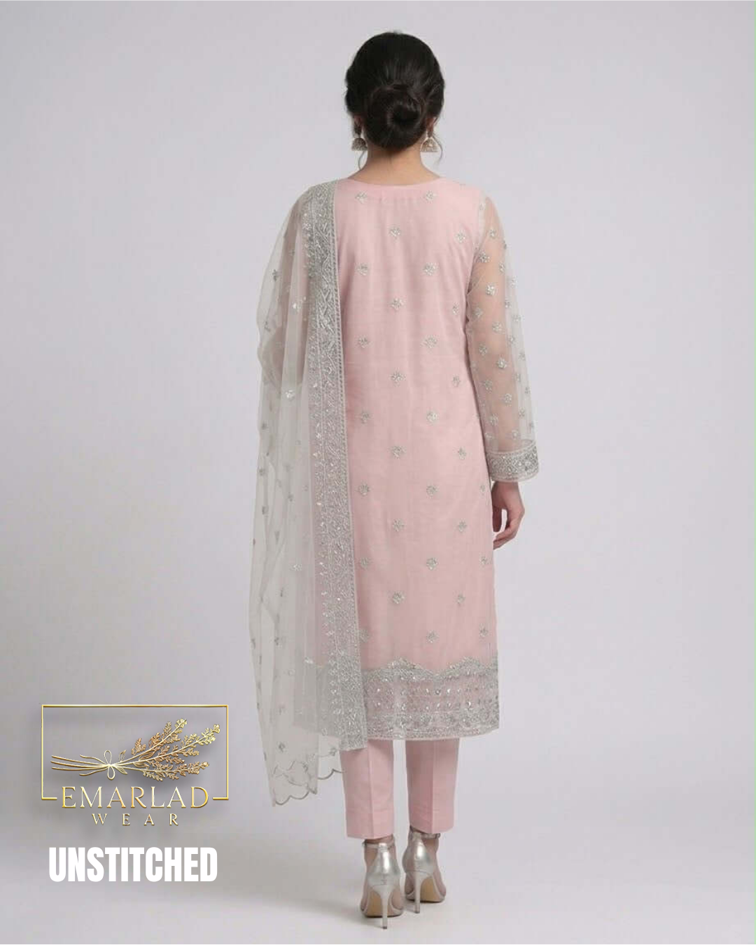 Naqsh Blush Grace Bember Chiffon Embroidered 3 Piece Suit 2589