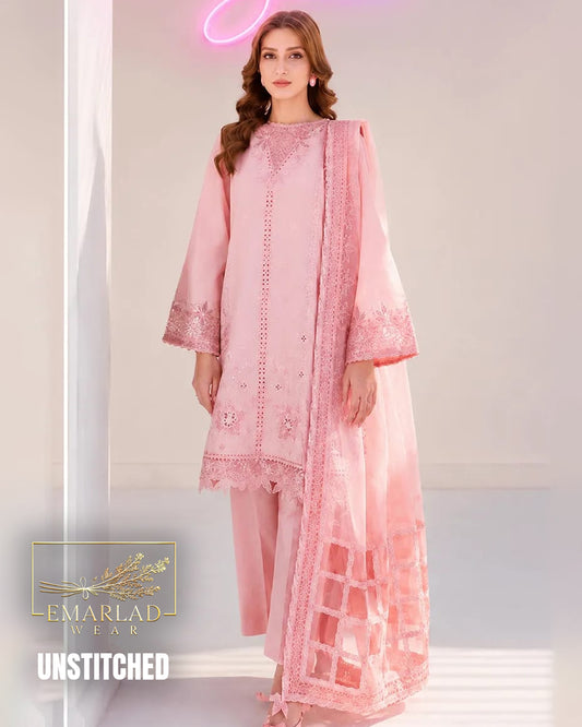 Sweet Peach Luxury Cotton Suit with Organza Dupatta