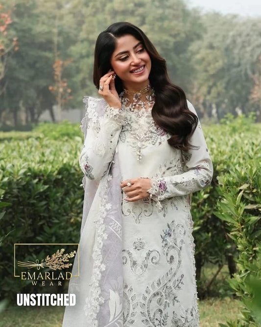 Sardina Luxury Lawn 3 Piece Embroidered Suit White – Premium Lawn Collection 2026