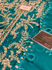 Maria B Green Wedding Collection Hand Work Organza Dress