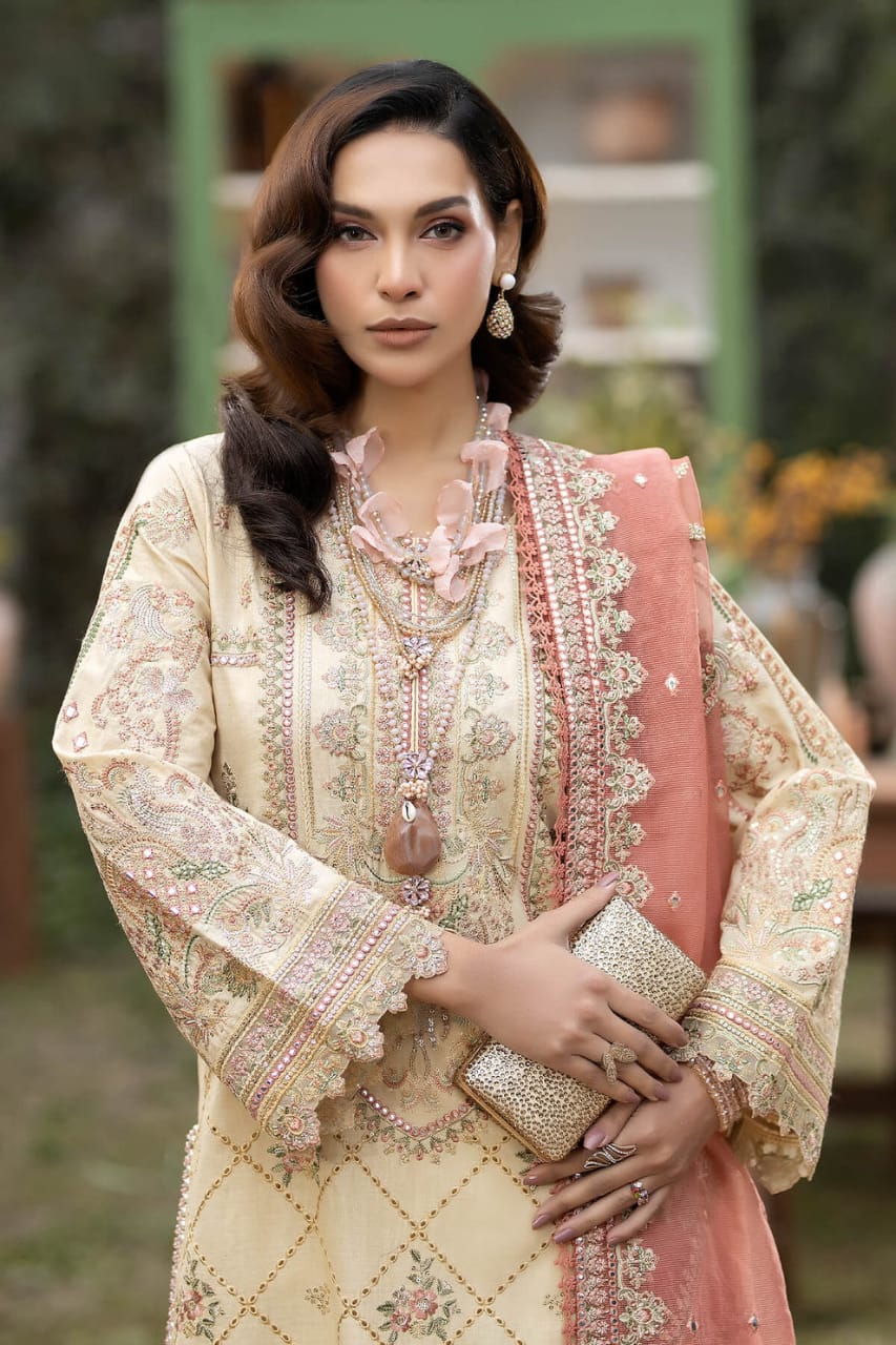 Imrozia Cream Chikankari Lawn Embroidery Dress New Aarrival