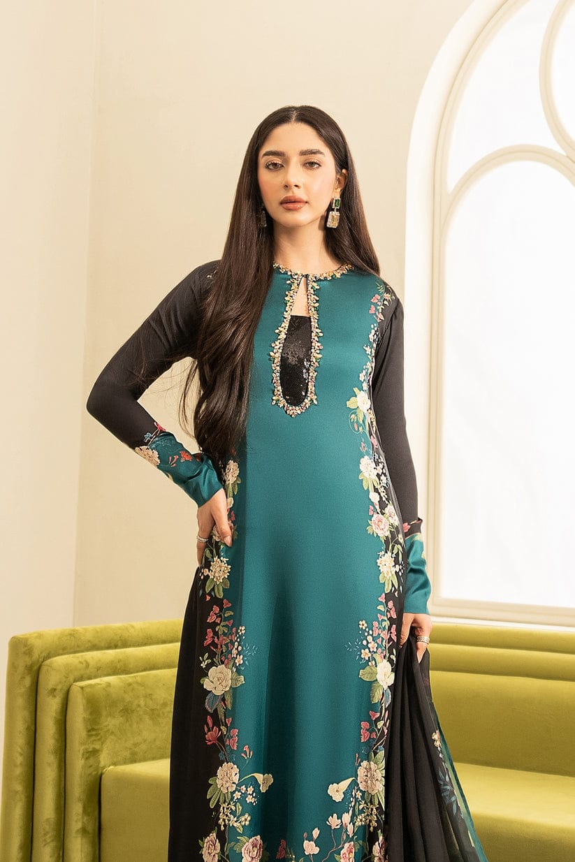lulusar formal dresses Lulusar Black & Green Silk Hand Work Party Wear Collection 3pc – Emarlad  Wear